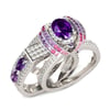 Jeulia Halo Oval Cut Sterling Silver Ring Set