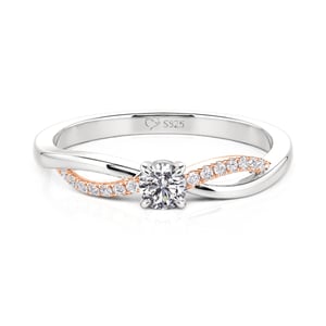 Jeulia Two Tone Twist Round Cut Promise Ring for Women