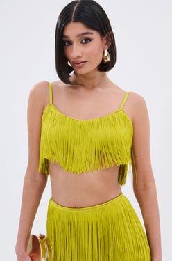 AKIRA Oh So Fringe Top | Green | Size 1X