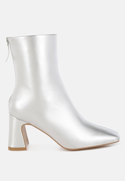 Simba Square Toe Metallic Ankle Boots