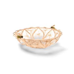Busy Bees Handwoven Iraca Basket - Medium (8.5") / Lavender