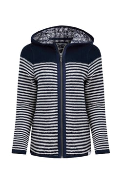 Weird Fish Bianca Full Zip Stripe Macaroni Hoodie Navy Size 8