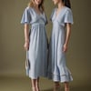 Soft Blue V-Neck Midi Lorelai Dress