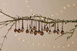 nkuku Adisa Bauble Jar Set Of 16 | Christmas Decorations | Antique Gold/Rust