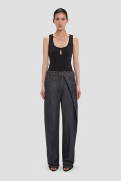 Victoria Beckham Split Tank Top In Black - Size L UK