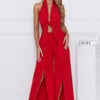 Vibrantly Modern Halter Jumpsuit Red