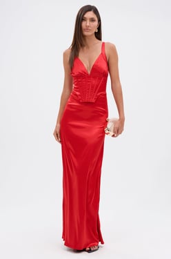 AKIRA All About Me Satin Maxi Dress | Size Small