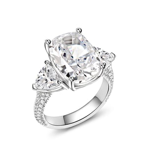 Jeulia Three Stone Fat Oblong Sterling Silver Ring