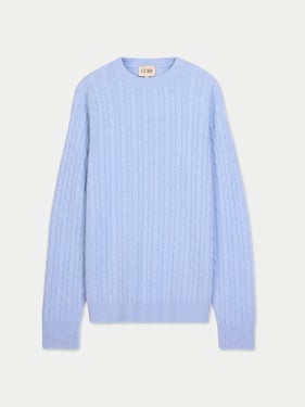 Cashmere Cable-Knit Sweater - 2XL / light blue / MK0333-0520