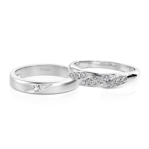 Jeulia Classic Wing Design Couple Rings Sterling Silver