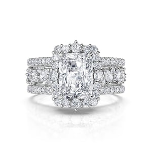 Jeulia Interchangeable Radiant Cut Halo Engagement Ring Set Sterling Silver