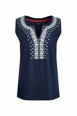 Weird Fish Tirtha Organic Cotton Embroidered Jersey Vest Navy Size 8