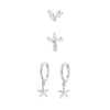 Flower Earrings Set Sterling Silver