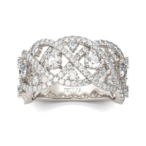 Jeulia Intertwined Round Cut Sterling Silver Women's Band
