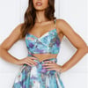 Unique Flare Crop Top Blue