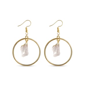 Jeulia "Amplification" Irregular Natural Clear Quartz Drop Earrings