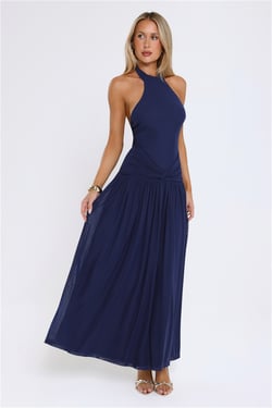 Temptation Muse Halter Maxi Dress Navy