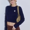 The Exclusive Cable Knit Rose Sweater Navy