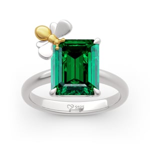 Jeulia "Honey Bee" Emerald Cut Sterling Silver Ring