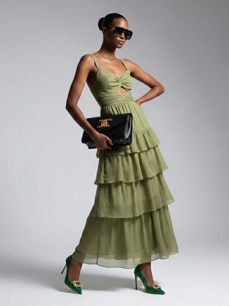 Maxi Dress New Collection BYMANYC ® New York • Olive Green Ruffles
