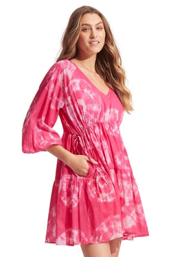 Tie Dye Tier Kaftan Rose - M