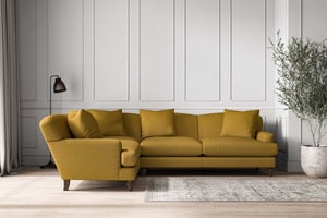 nkuku Deni Large Left Hand Corner Sofa | Make To Order | Recycled Cotton Ochre | No Colour