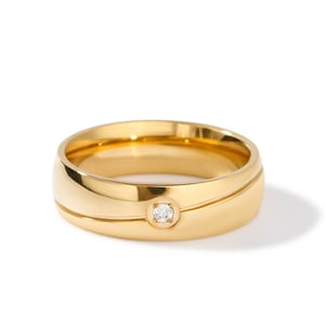 Jeulia Simple Solitaire Titanium Steel Men's Band
