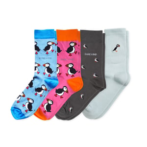 The Puffin 4 Pack Bamboo Sock Set | UK Adult 7-11