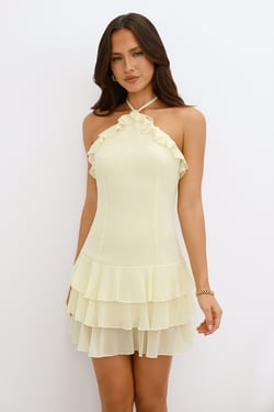By The Cabana Halter Mini Dress Yellow