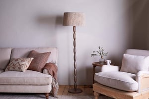 nkuku Konali Mango Wood Floor Lamp | Lamps | One Size | Ash Stain