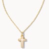 Cross Pendant Necklace Gold White Opal
