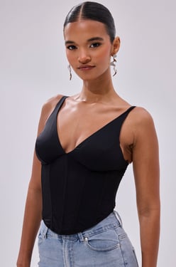 AKIRA Free Spirit Sleeveless Corset Top | Black | Size XL