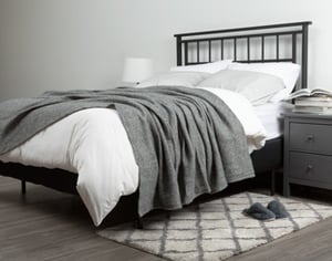 QE Home Wool Blend Blanket in Lismore, Grey, Queen