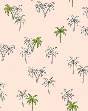Palms' Wallpaper by Tea Collection - Peach - Traditional / 27 in. x 27 ft.