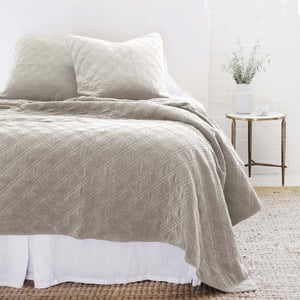 Brussels Quilted Cotton Queen Coverlet   Taupe