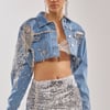 AKIRA Piper Embellished Denim Jacket | Size Medium