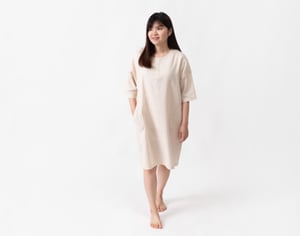 QE Home Linen Blend Lounge Tunic in Stone, White, Medium