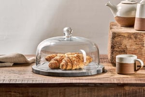 nkuku Kallso Marble Cake Dome | Serveware | One Size | Grey