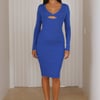 Everyone's Pick Ribbed Midi Dress Blue