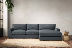 nkuku Guddu Right Hand Chaise Sofa | Make To Order | Medium | Brera Linen Dusk