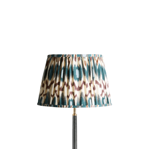 35cm straight empire printed linen ikat shade in teal heraldic
