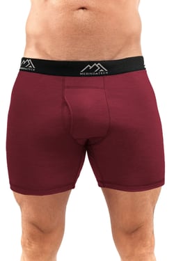Men's Merino Boxers 190 Brief Burgundy (1 Pack) - XXL
