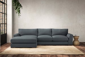 nkuku Guddu Left Hand Chaise Sofa | Make To Order | Medium | Brera Linen Dusk