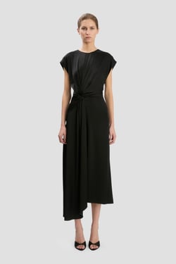 Victoria Beckham Aria Midi Dress In Black - Size 16 UK