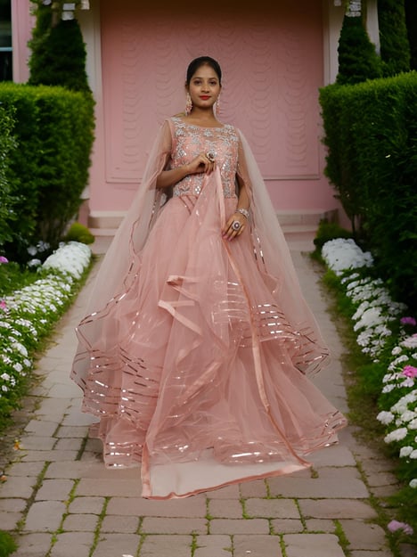 Gown with Cut Dana & Beads by Shreekama