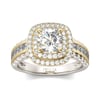 Jeulia Double Halo Round Cut Sterling Silver Ring