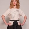 ST Silver Logo Tie-Tee in Ecru with Black Tie