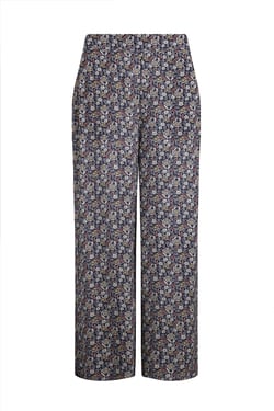 Weird Fish Sarita Wide Leg Printed Viscose Trousers Navy Size 10