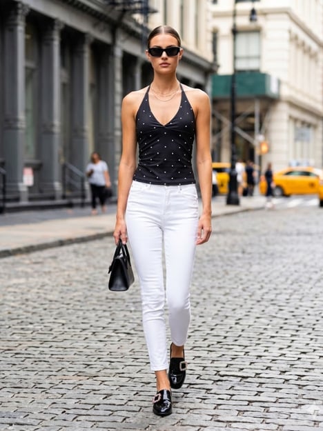 Black NOLITA Polka Dot Halter Top Prêt-à-Porter BYMANYC ® New York