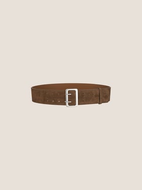 Cowhide Wide Retro Matte Belt - Caramel / One Size